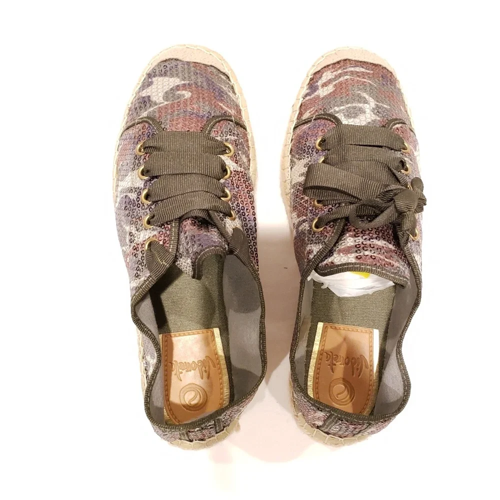 Sequin Camouflage Espadrille Sneaker - Olive Multicolor